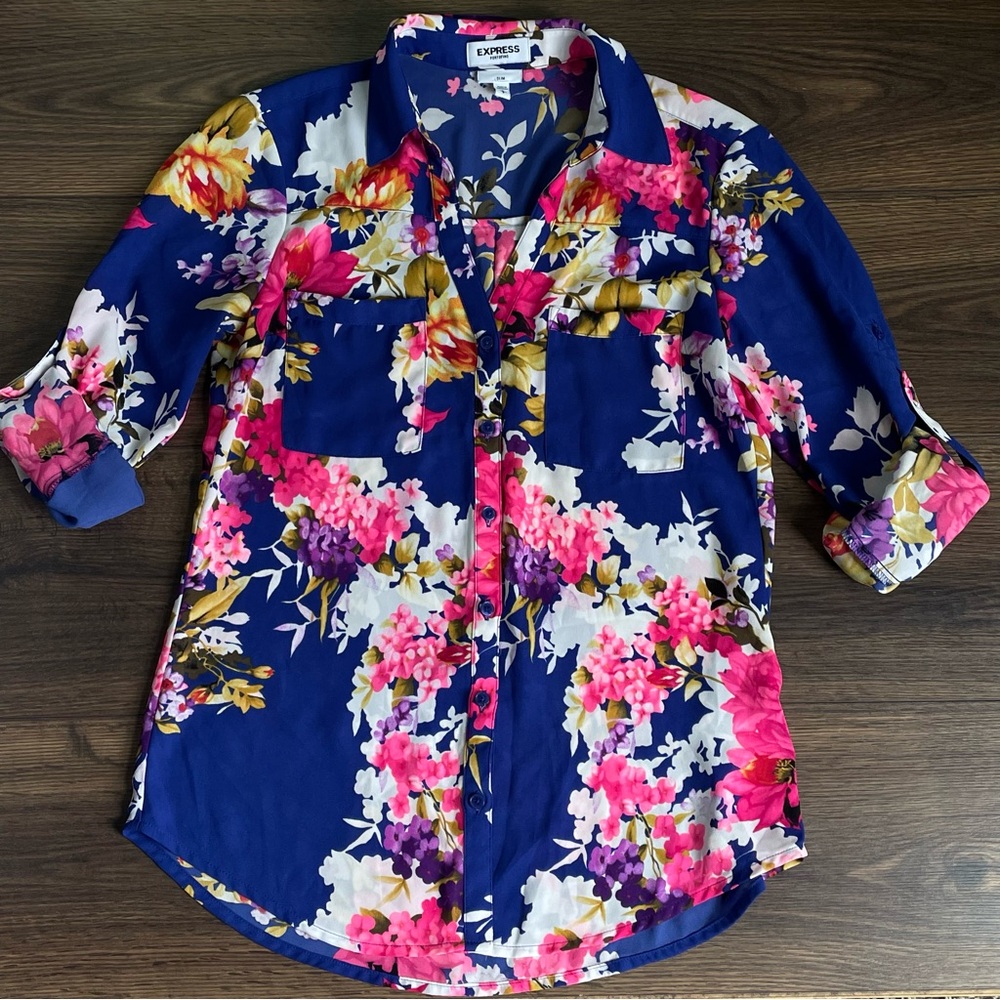 Express Floral Slim Fit Portofino Shirt size small